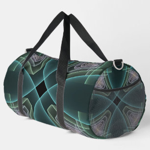 Sac De Sport Art graphique fractal géométrique sarcelle moderne
