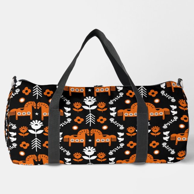 Sac De Sport Art populaire de cheval scandinave (Recto)