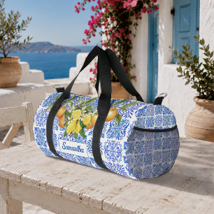 Sac De Sport Azulejo méditerranéen bleu jaune sicilien