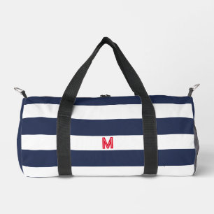 Sac De Sport Bande de cabane marine et monogramme rouge personn