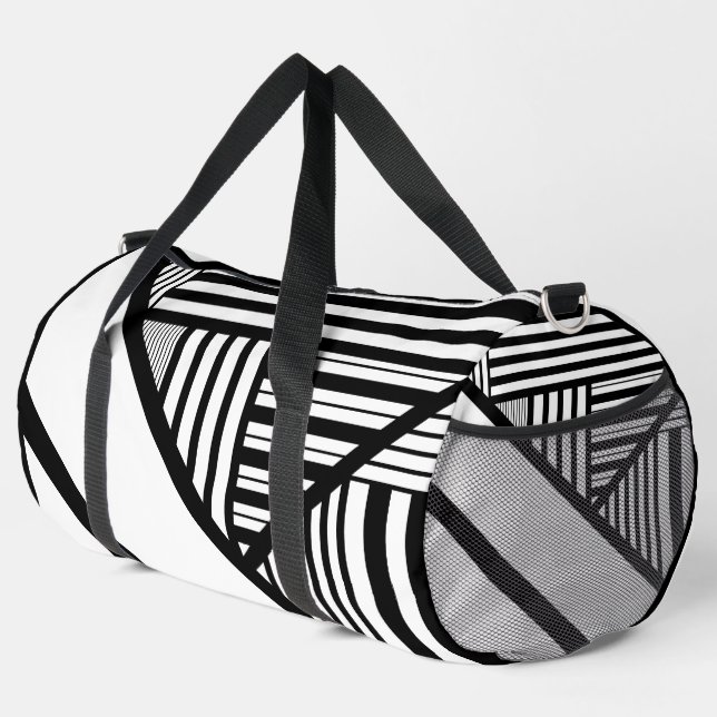 Sac De Sport Bandes triangulaires en noir et blanc (Coin droit)
