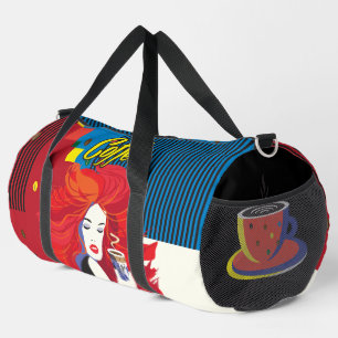Sac De Sport "Belle Femme de mode avec Café Cup" Pop Art