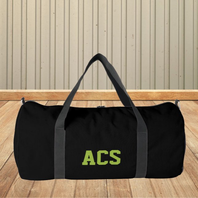 Sac De Sport Black and Green School Colors with Letters (In Situ)