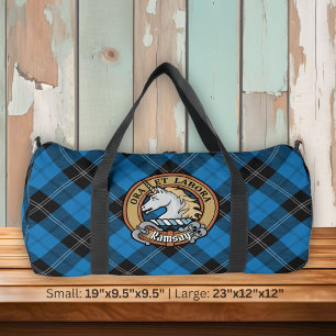 Sac De Sport Blason du clan Ramsay sur tartan de chasse bleu