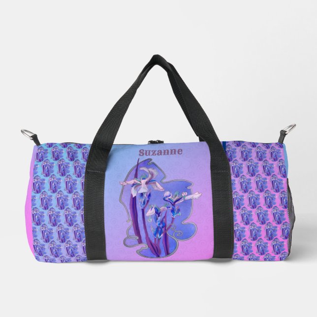 Sac De Sport Blue Irises Floral Art Personnalisé (Recto)