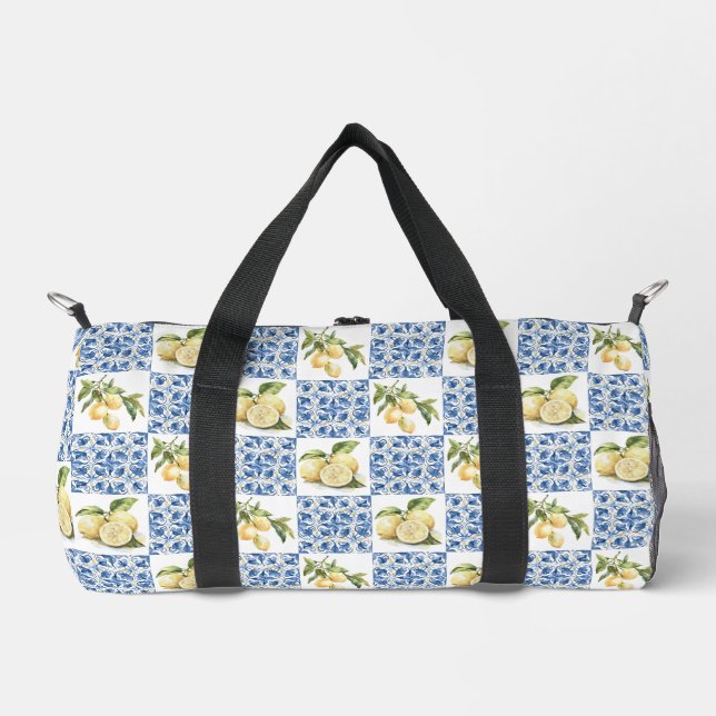 Sac De Sport Blue Tile French Country Lemon Pattern (Recto)
