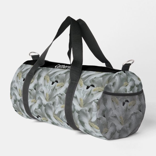 Sac De Sport Bouquet de fleurs d'Hibiscus blanc Personnalisé (Coin droit)