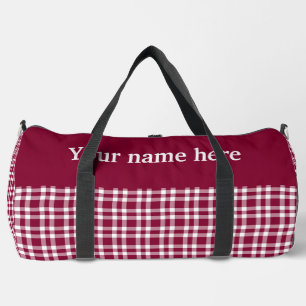 Sac De Sport Bourgogne Blanc Carreaux Personnaliser Motif Grand
