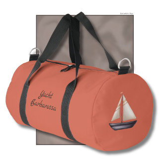 Sac De Sport Brown Sailing Boat and Name on Red