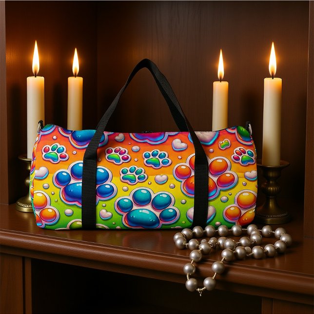 Sac De Sport Bubble Paw Print Rainbow Travel  (Créateur téléchargé)
