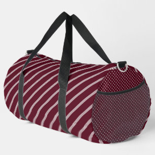 SAC DE SPORT BURGUNDY ROSE & BLANC DIAGONAL STRIPES & POLKA DOT