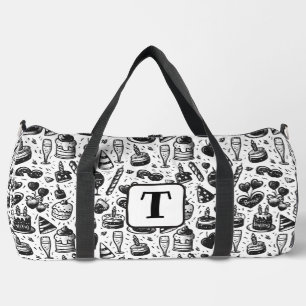 Sac De Sport Canette d'anniversaire doodé noir et blanc motif 4