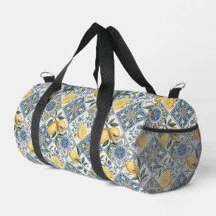 Sac De Sport Carreau bleu français country jaune aquarelle