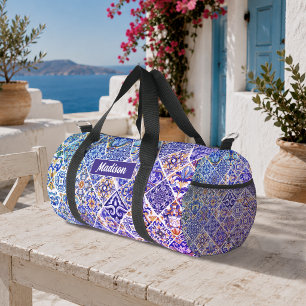 Sac De Sport Carreaux bleus violets siciliens méditerranéens me
