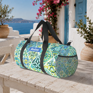 Sac De Sport carreaux siciliens méditerranéens de menthe aqua m
