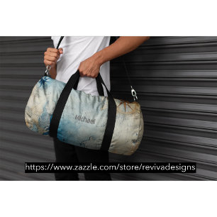 Sac De Sport Carte marine vintage avec Monogramme de boussole