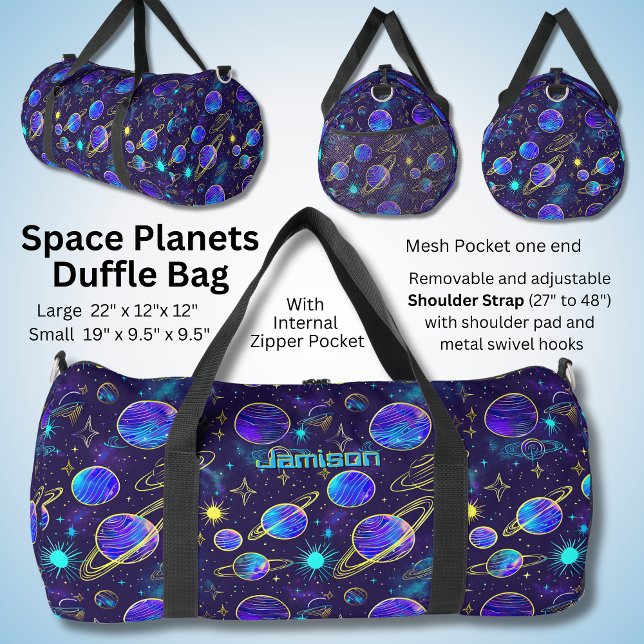 Sac De Sport Changer de nom, Neon Look Planètes Étoiles Galaxie (Créateur téléchargé)