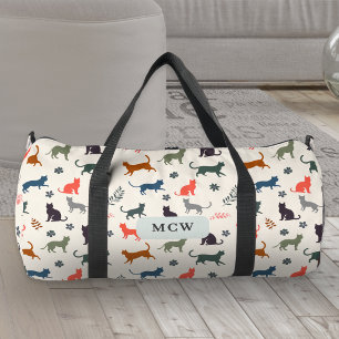 Sac De Sport Chat Motif Moderne Élégant Monogramme Initiales
