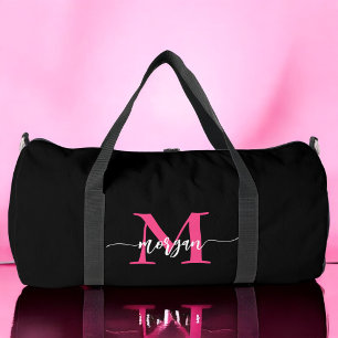 Sac De Sport Chaud rose noir Monogramme Nom Fille's Script Spor