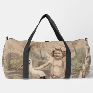 Sac De Sport Cherub vintage avec cigogne près du lac