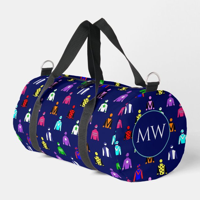 Sac De Sport Cheval Racing Jockey Soies Modérées Monogrammé (Coin gauche)