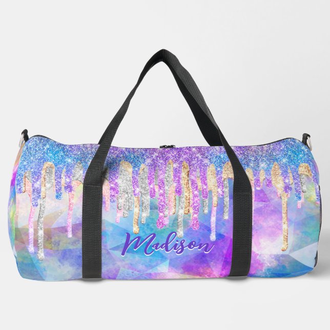 Sac De Sport Chic bleu aqua licorne goutte parties scintillant  (Recto)