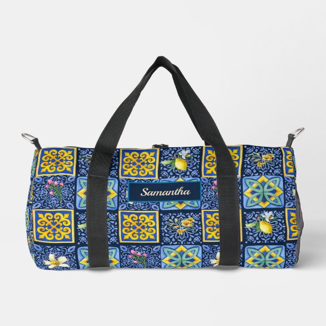 Sac De Sport Chic Bleu turquoise Sicilien agrumes méditerranéen (Recto)