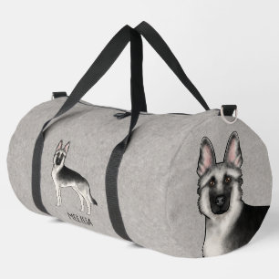 Sac De Sport Chien Berger Allemand Silver Sable et nom personna