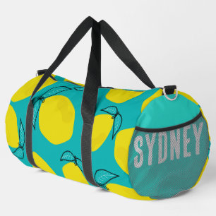Sac De Sport Citrons et nom personnalisé Turquoise