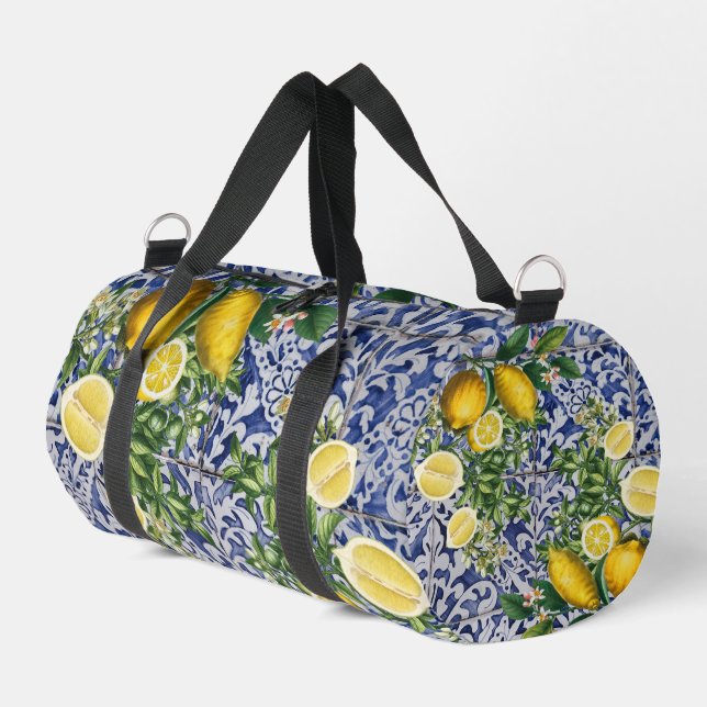 Sac De Sport Citrons méditerranéens Carreaux portugais d'été (Coin gauche)