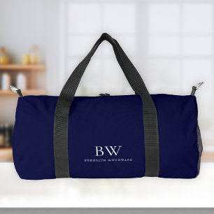 Sac De Sport Classique Moderne Minimal Marine Bleu Blanc Monogr