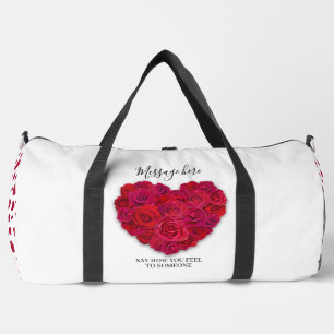 Sac De Sport Cœur Floral Romantique Rose Rouge Texte Personnali
