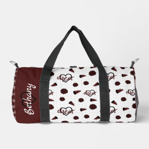 Sac De Sport Coeurs Cheer Maroon, Pom Poms, Motif Mégaphone
