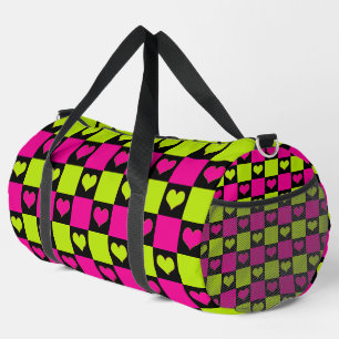 Sac De Sport Coeurs de tableau de bord - Vert citron, rose chau