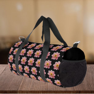 Sac De Sport Collarette rose Dahlia motifs floraux sur noir