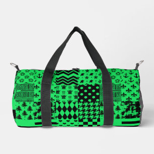 Sac De Sport Conception de maquette Motif mixte en noir vert
