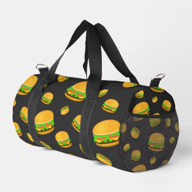 Sac De Sport Cool et amusant hamburger motif gris foncé (Coin droit)