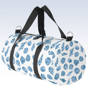 Sac De Sport Coquillage Nautilus Aquarelle Bleue Voyage ou Gym