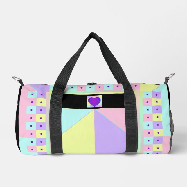 Sac De Sport couleurs pastel & coeurs violets battre (Recto)