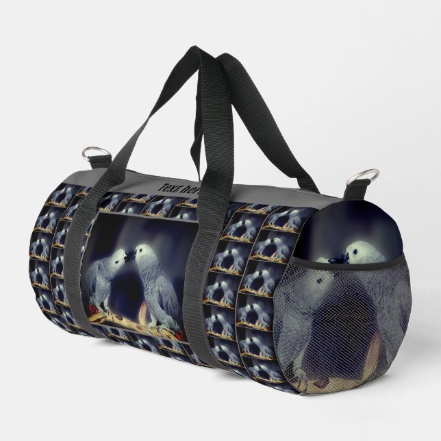 Sac De Sport Cute African Grey Parrots Embrasser Personnalisé (Coin droit)