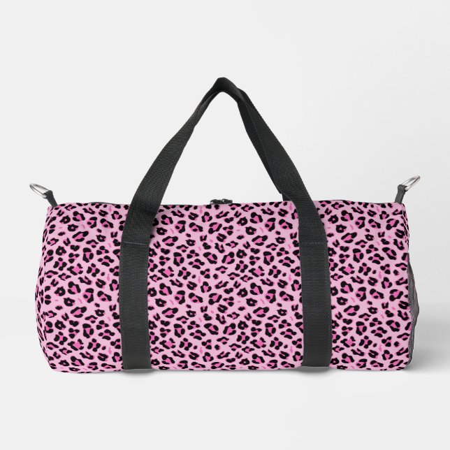Sac De Sport Cute Empreinte de léopard rose chaud et noir (Recto)