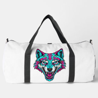 Sac De Sport Cyberpunk Neon Wolf - Synthwave Robotic Animal