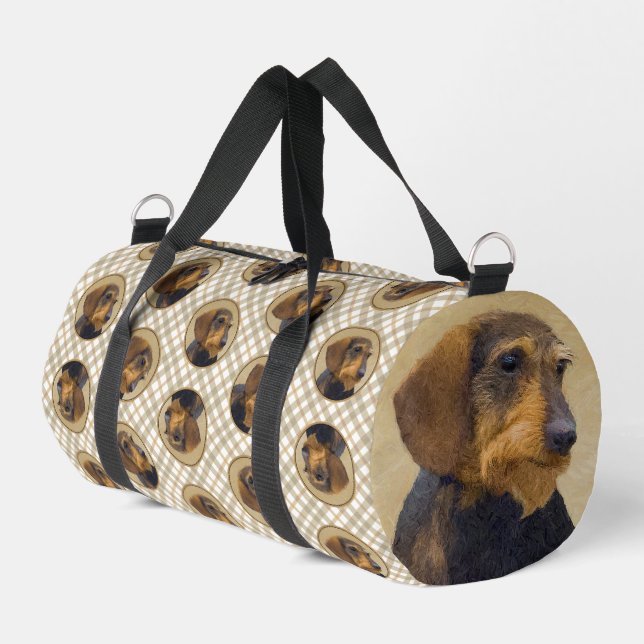 Sac De Sport Dachshund Peinture Fil cheveux noir & Tan Dog Art (Coin gauche)