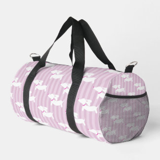 Sac De Sport Dachshunts doux sur les rayures roses modernes nui