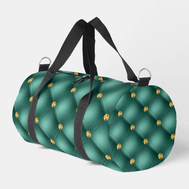 Sac De Sport Diamant d'or Turquoise Tufté (Coin gauche)