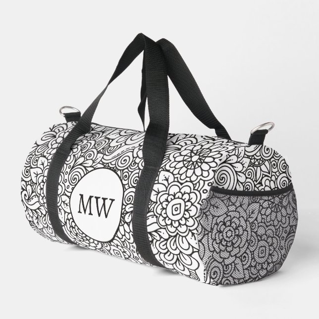 Sac De Sport Doodle Floral Retro (Coin droit)