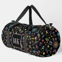 Doodles japonais Kawaii sur initiales de monogramm