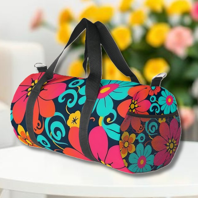 Sac De Sport Dopamine Décor Fleurs Retro Lumineuses - (Dopamine Decor-Bright Retro Flowers- Duffle Bag)