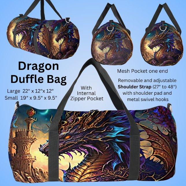 Sac De Sport Dragon bleu or pourpre avec tour (Créateur téléchargé)
