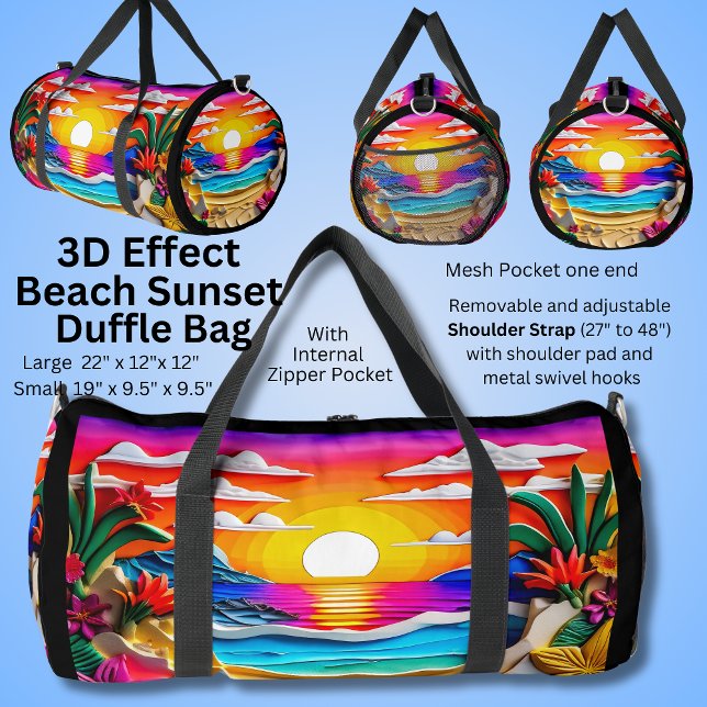 Sac De Sport Effet 3D, Plage Coucher de soleil Nuages Peinture (Créateur téléchargé)